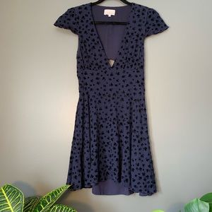 Sunday Best Navy Dress with Velvet Print